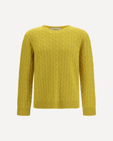 VLogo cable-knit cashmere Sweater - YELLOW | Base Blu