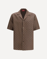 GG linen blend bowling Shirt - BROWN | Base Blu