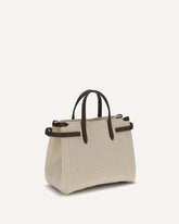 Antibes Mini Handbag in embroidered linen - BEIGE | Base Blu