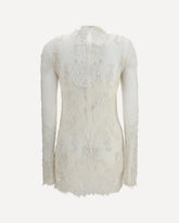 Abito corto in pizzo con ricamo - BIANCO | Base Blu