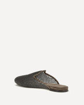 Suede Mules with Precious Net Embroidery - GREY | Base Blu