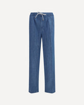 Lightweight denim Pants with drawstring and double pleats - BLUE | Base Blu