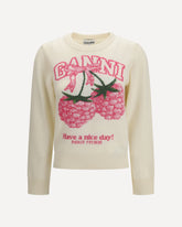 Crewneck Sweatshirt with raspberries print - CREAM | Base Blu