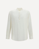 Camicia Elia con scollo coreano in seta  - BIANCO | Base Blu