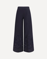Embroidered cotton Pants - BLUE | Base Blu