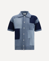 Short-sleeve patchwork Cardigan - LIGHT BLUE | Base Blu