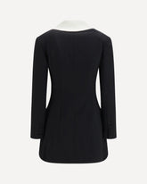 Long double-breasted Blazer with contrast neckline - BLACK | Base Blu