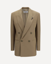 Blazer doppiopetto in misto lana stretch - BEIGE | Base Blu