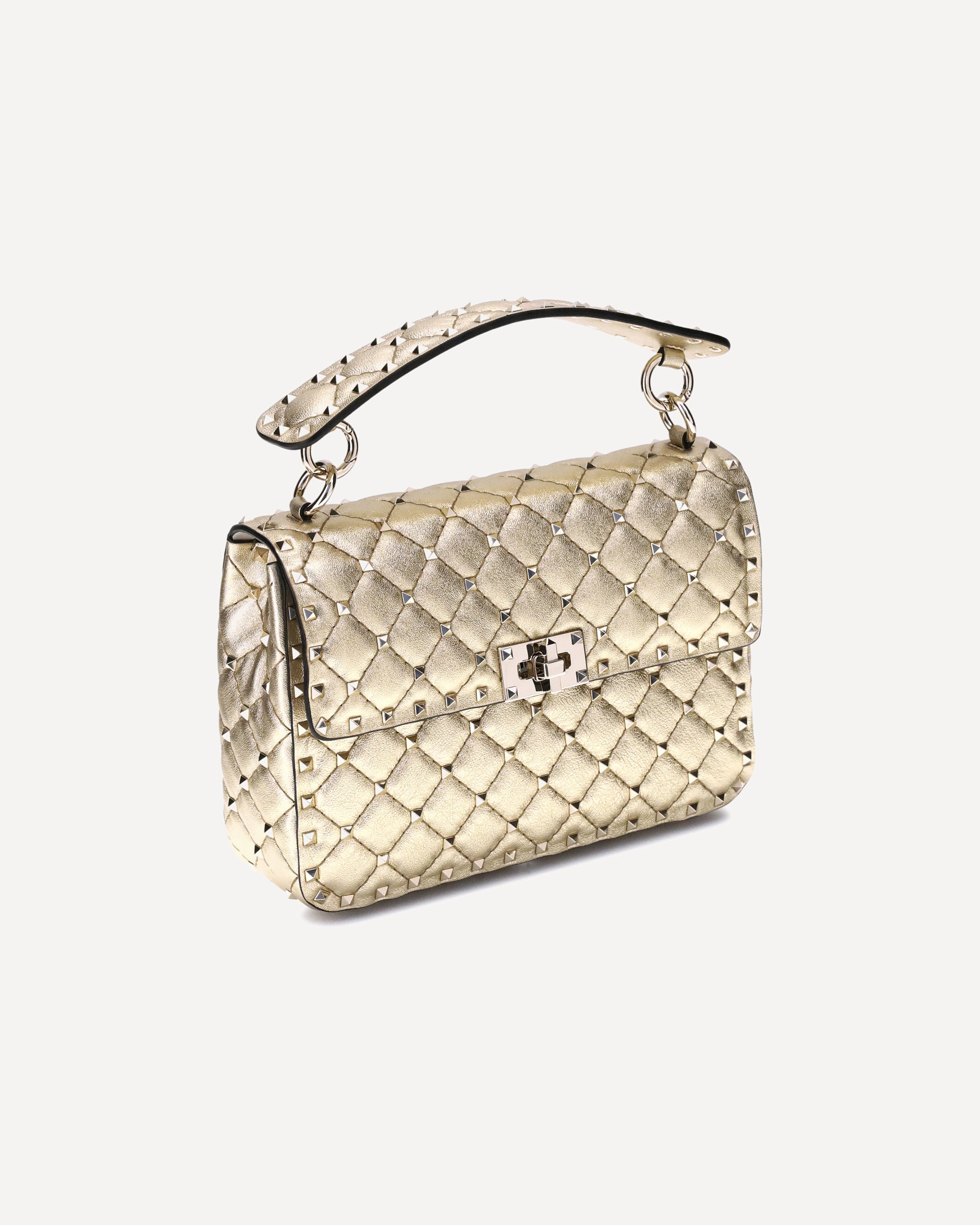 VALENTINO GARAVANI Medium Rockstud Spike Shoulder Bag GOLD