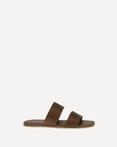 Sandali a doppia banda in satin - MARRONE | Base Blu