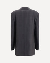 Striped wool double breasted Blazer - GREY | Base Blu