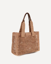 East-West Summer Banana raffia Tote Bag - BEIGE | Base Blu