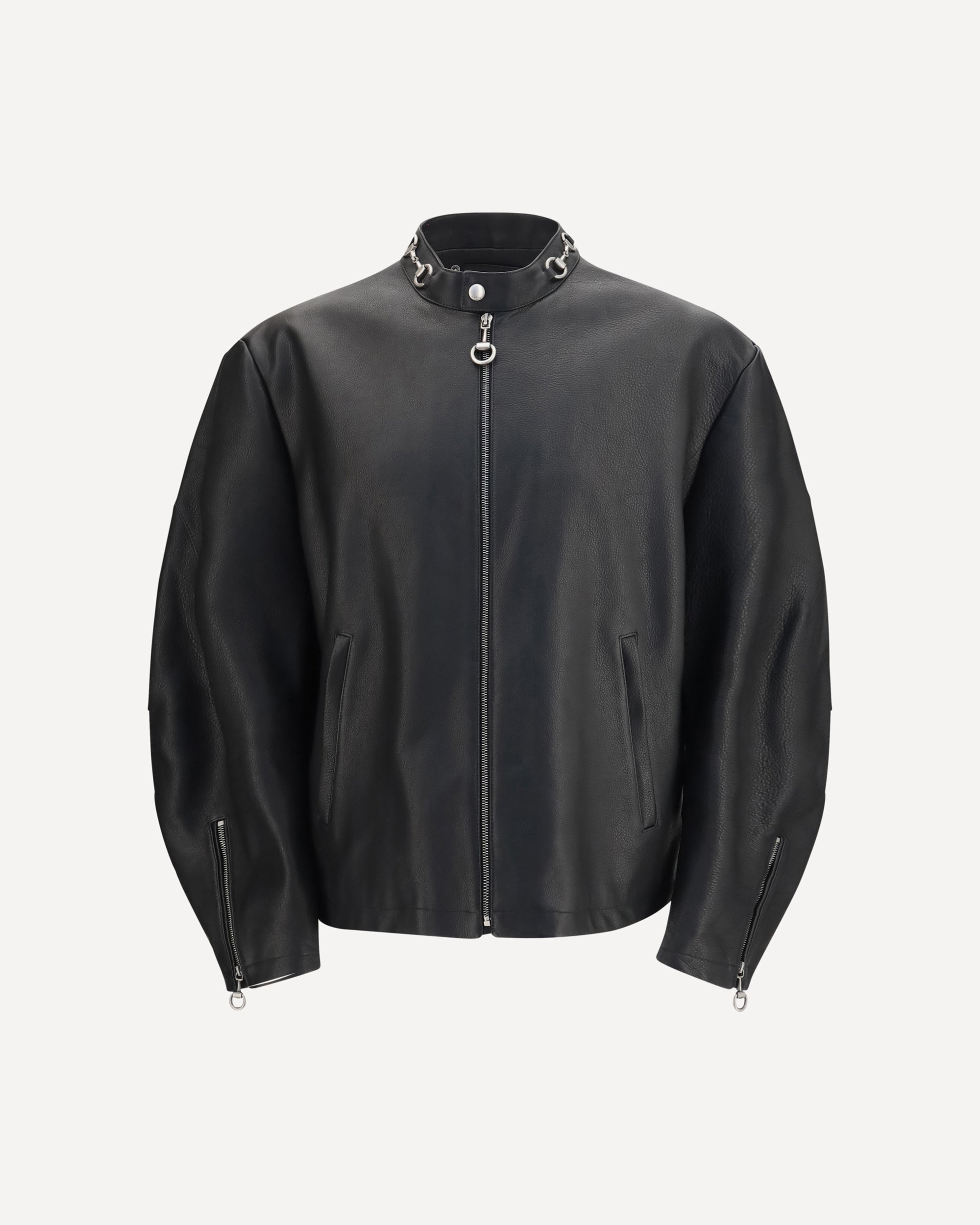 GUCCI Horsebit leather Biker Jacket BLACK | Base Blu