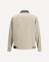 Giacca Harrington in cotone con dettagli in pelle - BEIGE | Base Blu