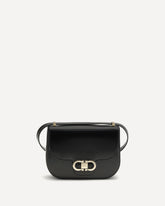 North-South Double Gancini Shoulder Bag - BLACK | Base Blu