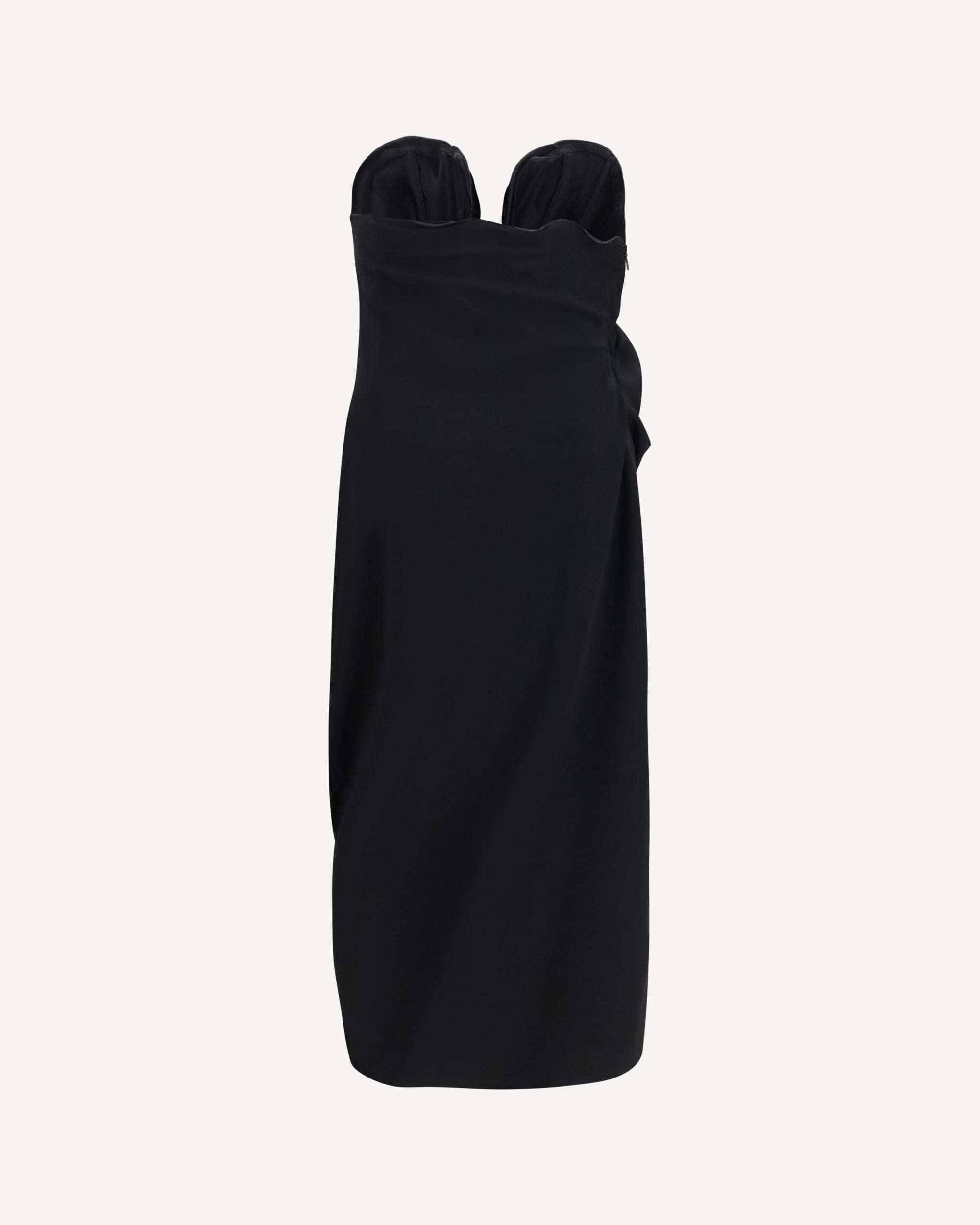 MAGDA BUTRYM Draped Dress with sculptural floral details BLACK