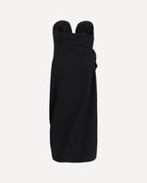 Draped Dress with sculptural floral details - BLACK | Base Blu