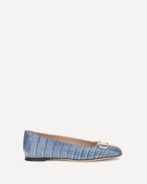 VLogo Signature croc-effect Ballerinas - LIGHT BLUE | Base Blu