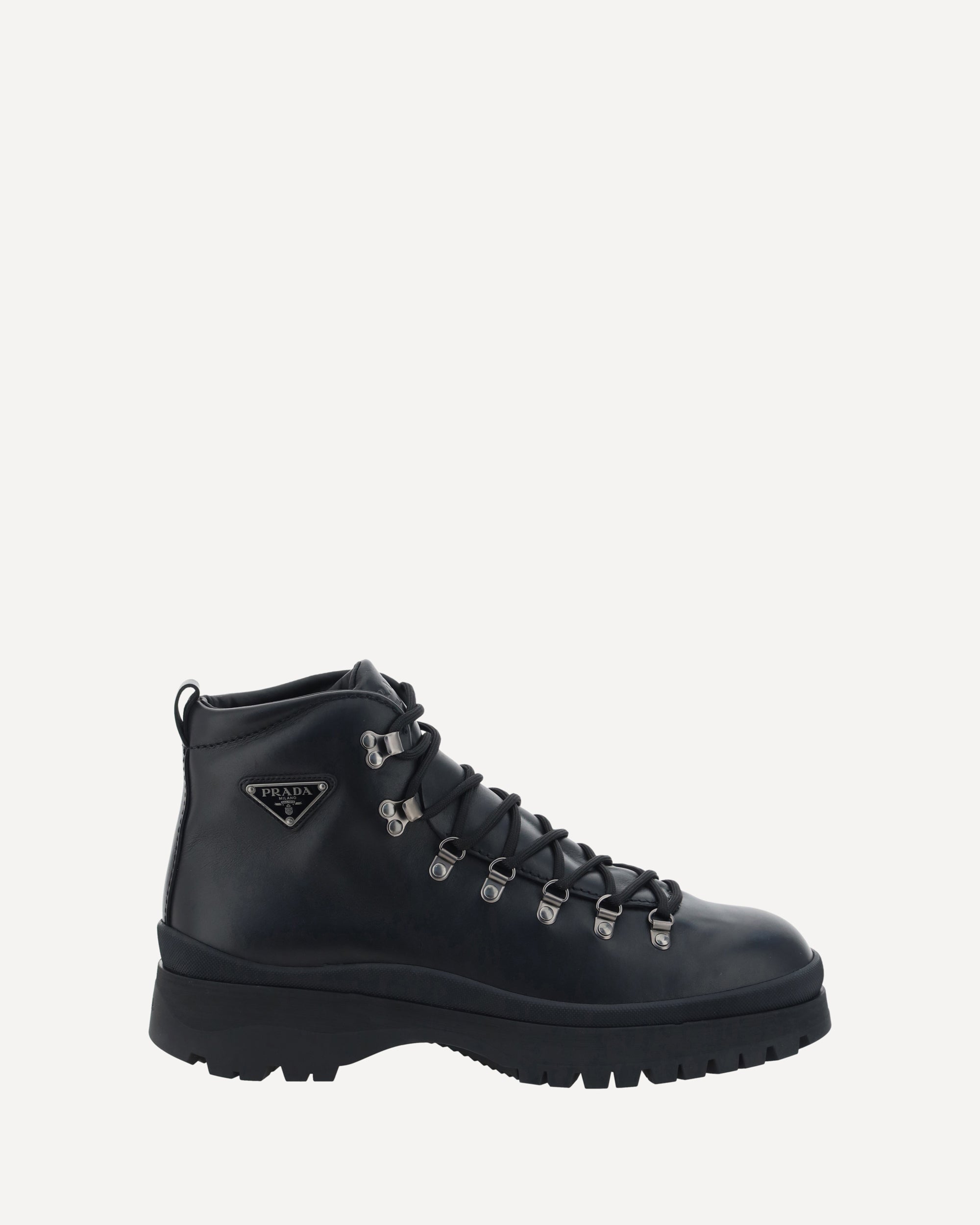 Prada high top  boot Black Monolith Leather And Re-nylon Combat Boots With Pouch  main image 2