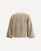 Luana shearling Cardigan - BEIGE | Base Blu