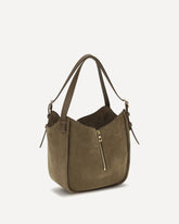 Borsa a Mano Hammock Flip in suede - KAKI  | Base Blu