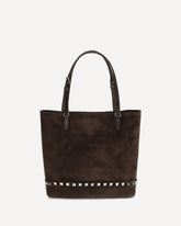 Borsa Tote Rockstud piccola in suede - MARRONE | Base Blu
