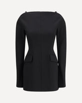 Short fitted gabardine Dress - BLACK | Base Blu