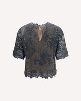 Sequined crewneck Top - GREY | Base Blu