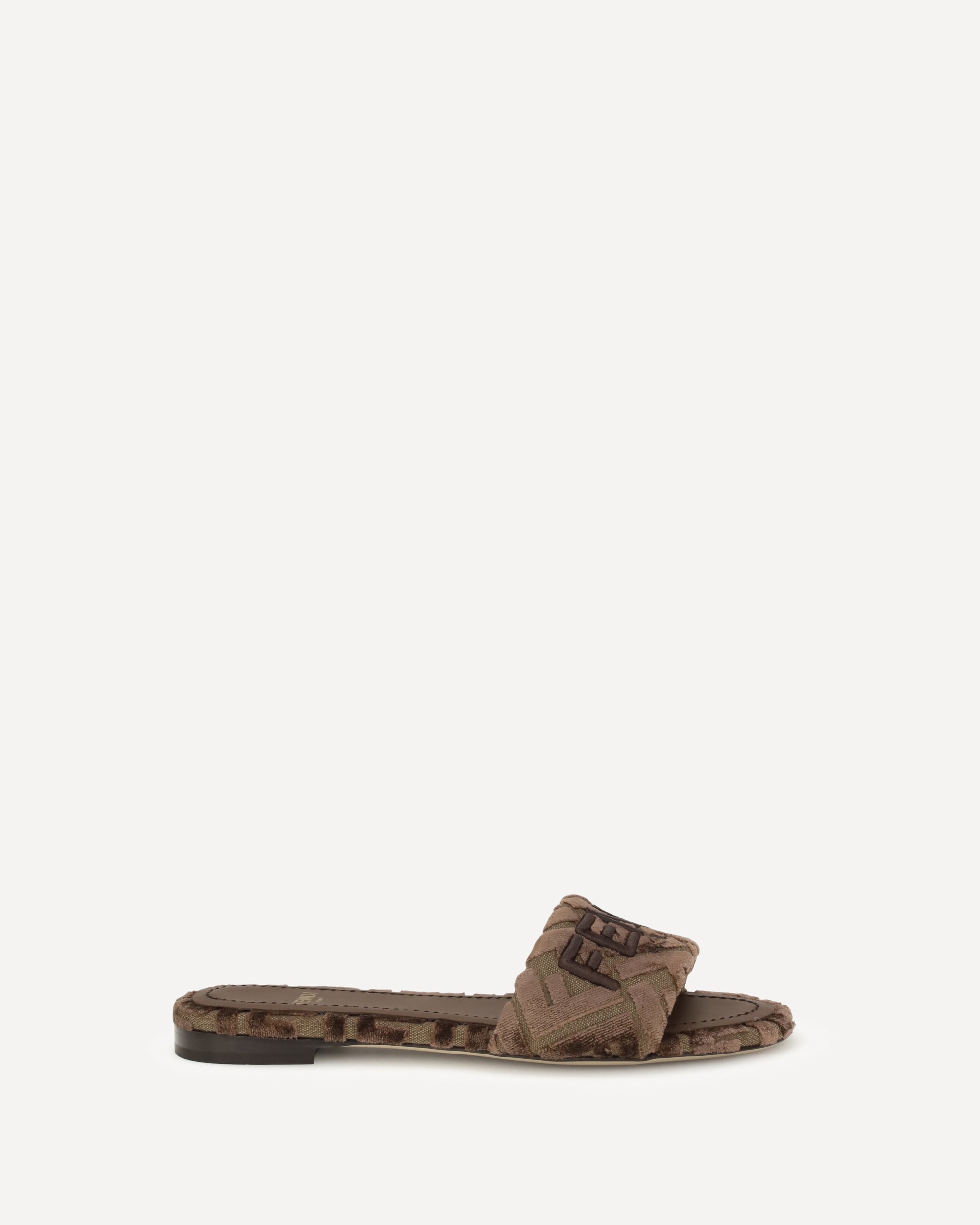 FENDI Sunshine slide Sandals BROWN Base Blu