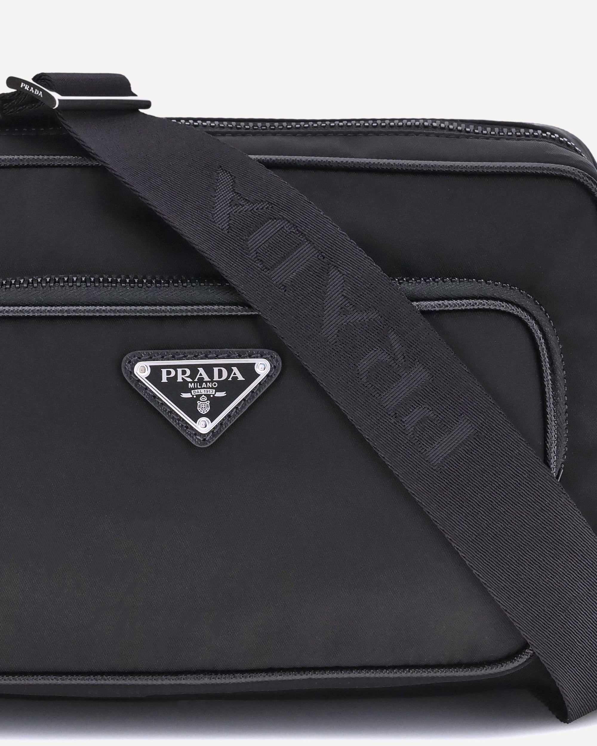 PRADA Re-Nylon and Saffiano Shoulder Bag BLACK | Base Blu