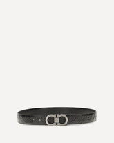 Reversible leather Gancini Belt - BLACK | Base Blu