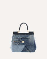 Small Sicily denim and calf leather Handbag - BLUE | Base Blu