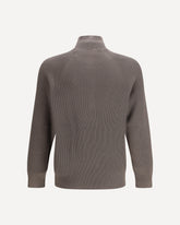 Cotton Sweater with a high neckline - BROWN | Base Blu