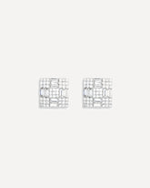 Crystal Checkerboard lobe Earrings - SILVER | Base Blu