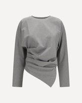 Asymmetric draped stretch cotton Top - GREY | Base Blu