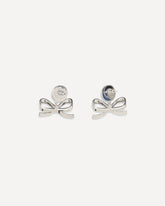 Pearl bow drop Earrings - SILVER | Base Blu