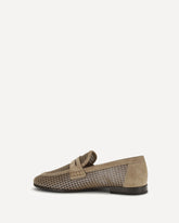 Sparkling Net leather Loafers - BEIGE | Base Blu