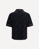 Camicia a maniche corte con motivo a monogramma a rombi  - NERO | Base Blu