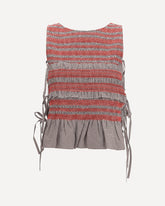 Elastic printed Top with ruching and side ties - BROWN | Base Blu
