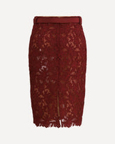 Guipure lace midi Skirt - BORDEAUX | Base Blu