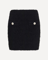 Tweed Mini Skirt with logo buttons - BLACK | Base Blu
