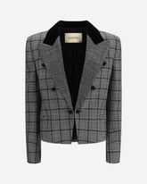 Wool check Jacket - GREY | Base Blu