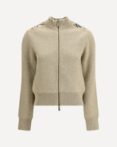 Cashmere and wool Cardigan with Check applications - BEIGE | Base Blu