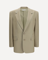 Giacca monopetto in lana e seta - BEIGE | Base Blu