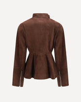 Peplum Jacket in suede goatskin - BROWN | Base Blu