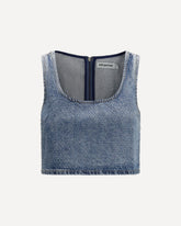 Rhinestone denim crop Top - BLUE | Base Blu