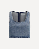 Rhinestone denim crop Top - BLUE | Base Blu