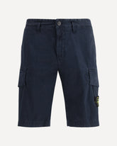 Pantaloncini corti cargo in broken twill di cotone biologico stretch - BLU | Base Blu