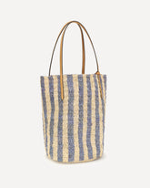 Striped raffia Bucket Bag - LIGHT BLUE | Base Blu