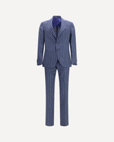 Single-breasted pinstripe Suit with patch pocket - BLUE | Base Blu